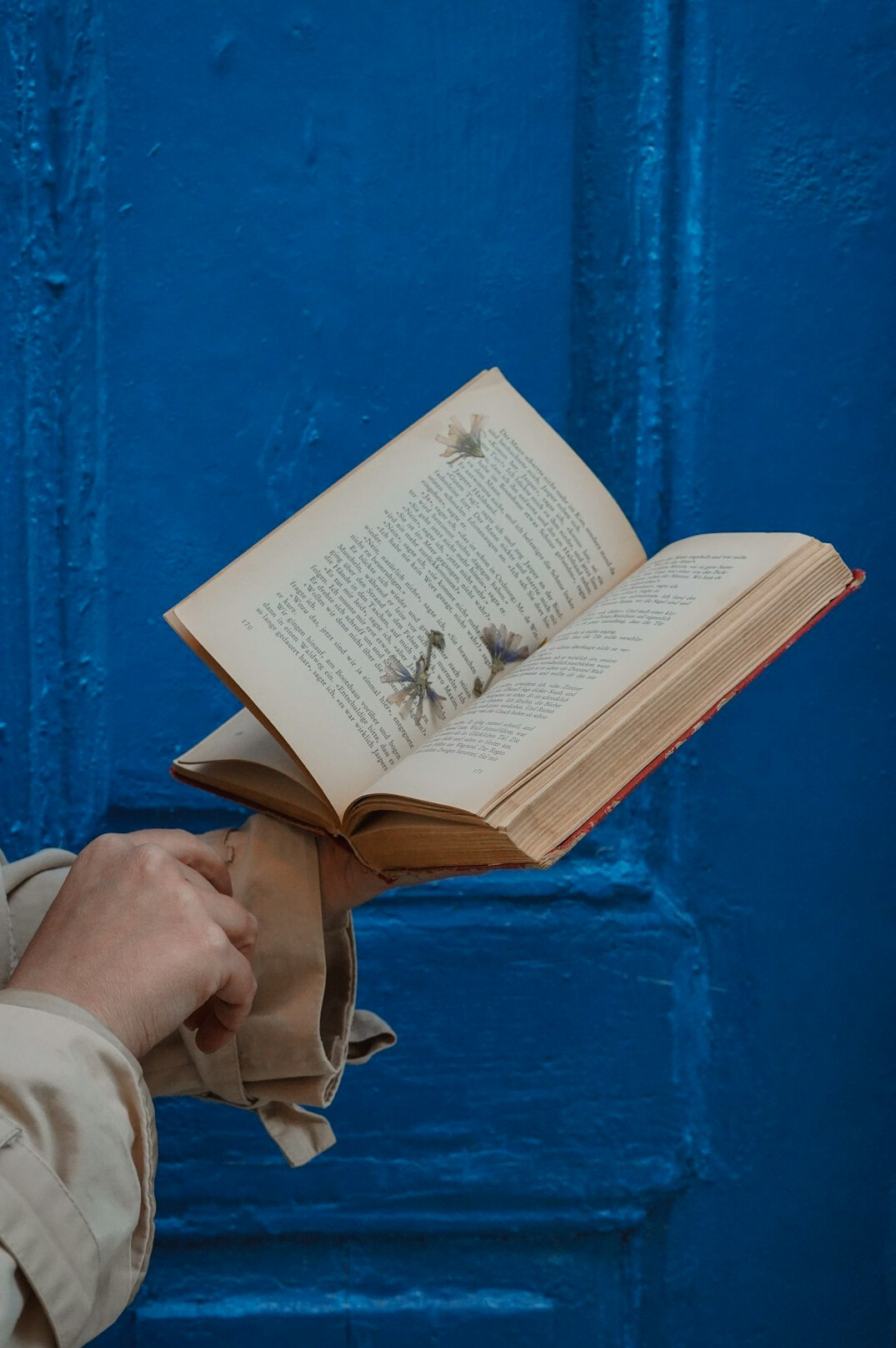 hands holding vintage book
