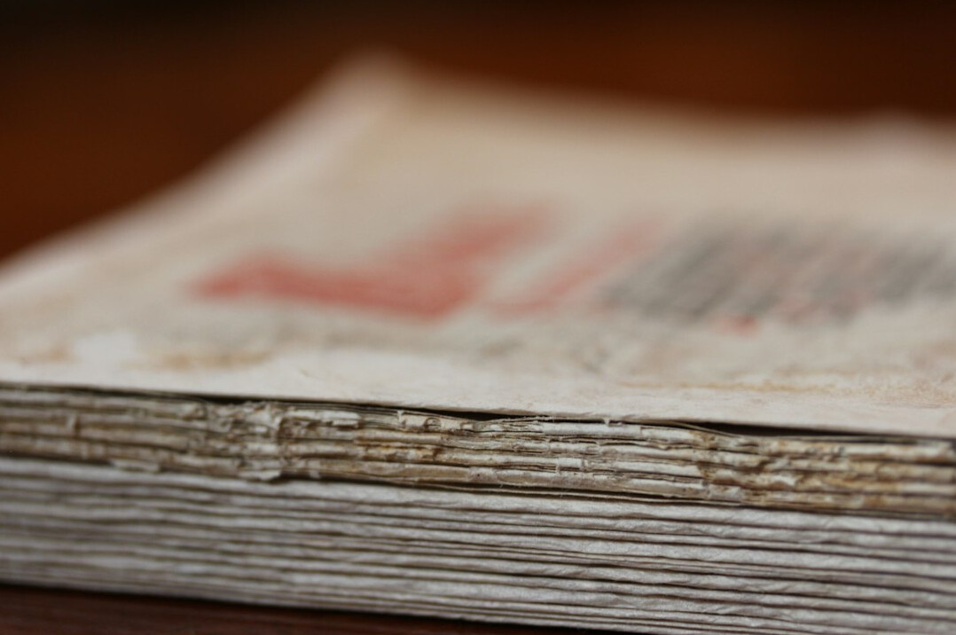 old book binding close up